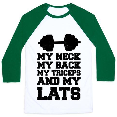 Virgin Teez  Baseball Tee Unisex Classic Baseball Tee / x-small / White/Dark Green MY NECK MY BACK MY TRICEPS AND MY LATS UNISEX CLASSIC BASEBALL TEE
