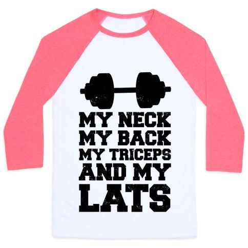 Virgin Teez  Baseball Tee Unisex Classic Baseball Tee / x-small / White/Neon Pink MY NECK MY BACK MY TRICEPS AND MY LATS UNISEX CLASSIC BASEBALL TEE