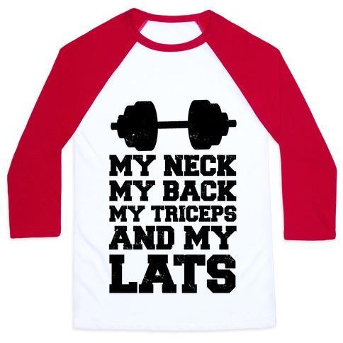 Virgin Teez  Baseball Tee Unisex Classic Baseball Tee / x-small / White/Red MY NECK MY BACK MY TRICEPS AND MY LATS UNISEX CLASSIC BASEBALL TEE