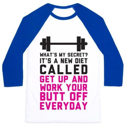Virgin Teez  Baseball Tee Unisex Classic Baseball Tee / x-small / White/Blue MY NEW DIET CALLED GET UP AND WORK MY BUTT OFF EVERYDAY UNISEX CLASSIC BASEBALL TEE