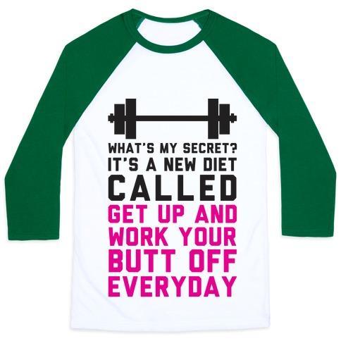 Virgin Teez  Baseball Tee Unisex Classic Baseball Tee / x-small / White/Dark Green MY NEW DIET CALLED GET UP AND WORK MY BUTT OFF EVERYDAY UNISEX CLASSIC BASEBALL TEE
