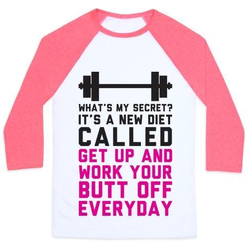 Virgin Teez  Baseball Tee Unisex Classic Baseball Tee / x-small / White/Neon Pink MY NEW DIET CALLED GET UP AND WORK MY BUTT OFF EVERYDAY UNISEX CLASSIC BASEBALL TEE