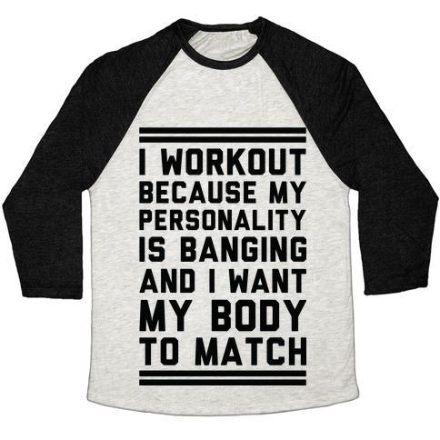 Virgin Teez  Baseball Tee Unisex Tri-Blend Baseball Tee / small / Oatmeal / Black MY PERSONALITY IS BANGING UNISEX TRI-BLEND BASEBALL TEE