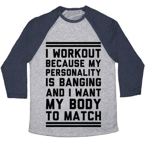 Virgin Teez  Baseball Tee Unisex Tri-Blend Baseball Tee / small / Athletic Gray / Navy MY PERSONALITY IS BANGING UNISEX TRI-BLEND BASEBALL TEE