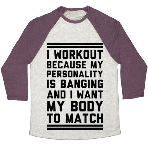 Virgin Teez  Baseball Tee Unisex Tri-Blend Baseball Tee / small / Oatmeal / Maroon MY PERSONALITY IS BANGING UNISEX TRI-BLEND BASEBALL TEE