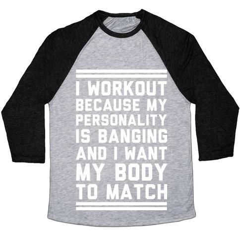 Virgin Teez  Baseball Tee Unisex Tri-Blend Baseball Tee / small / Athletic Gray / Black MY PERSONALITY IS BANGING UNISEX TRI-BLEND BASEBALL TEE