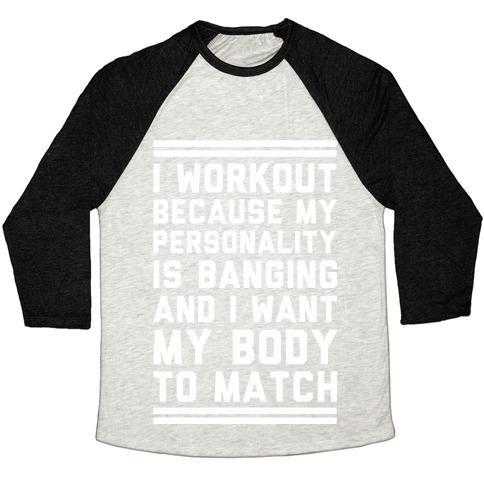 Virgin Teez  Baseball Tee Unisex Tri-Blend Baseball Tee / small / Oatmeal / Black MY PERSONALITY IS BANGING UNISEX TRI-BLEND BASEBALL TEE