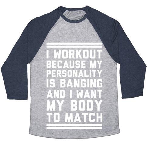 Virgin Teez  Baseball Tee Unisex Tri-Blend Baseball Tee / small / Athletic Gray / Navy MY PERSONALITY IS BANGING UNISEX TRI-BLEND BASEBALL TEE