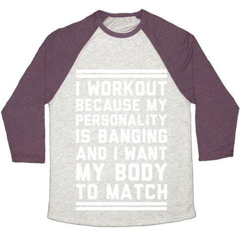 Virgin Teez  Baseball Tee Unisex Tri-Blend Baseball Tee / small / Oatmeal / Maroon MY PERSONALITY IS BANGING UNISEX TRI-BLEND BASEBALL TEE