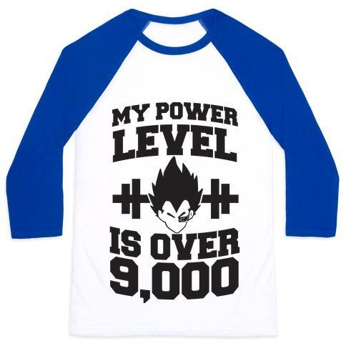 Virgin Teez  Baseball Tee Unisex Classic Baseball Tee / x-small / White/Blue MY POWER LEVEL IS OVER 9,000 UNISEX CLASSIC BASEBALL TEE