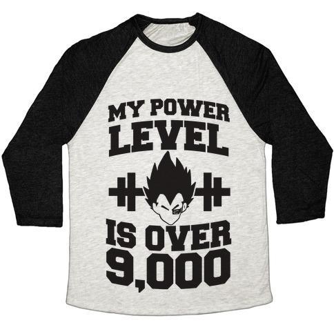 Virgin Teez  Baseball Tee Unisex Tri-Blend Baseball Tee / small / Oatmeal / Black MY POWER LEVEL IS OVER 9,000 UNISEX TRI-BLEND BASEBALL TEE