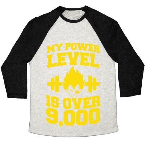 Virgin Teez  Baseball Tee Unisex Tri-Blend Baseball Tee / small / Oatmeal / Black MY POWER LEVEL IS OVER 9,000 UNISEX TRI-BLEND BASEBALL TEE
