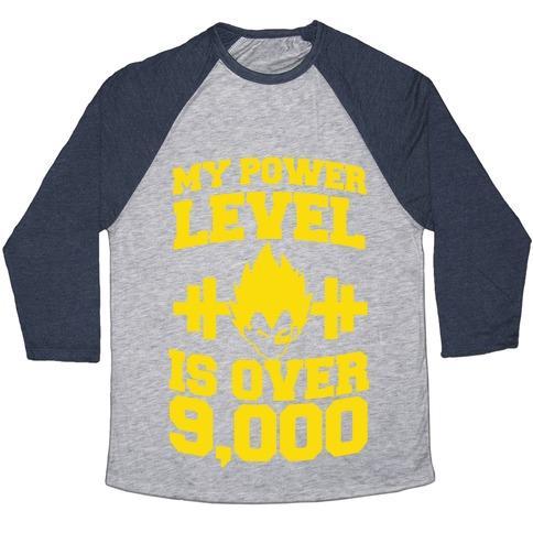 Virgin Teez  Baseball Tee Unisex Tri-Blend Baseball Tee / small / Athletic Gray / Navy MY POWER LEVEL IS OVER 9,000 UNISEX TRI-BLEND BASEBALL TEE