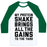 Virgin Teez  Baseball Tee Unisex Classic Baseball Tee / x-small / White/Dark Green MY PROTEIN SHAKE BRINGS ALL THE GAINS TO THE YARD UNISEX CLASSIC BASEBALL TEE