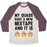 Virgin Teez  Baseball Tee Unisex Tri-Blend Baseball Tee / small / Oatmeal / Maroon MY QUADS HAVE A NEW MIXTAPE AND IT IS FIRE UNISEX TRI-BLEND BASEBALL TEE