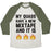 Virgin Teez  Baseball Tee Unisex Tri-Blend Baseball Tee / small / Oatmeal / Moss MY QUADS HAVE A NEW MIXTAPE AND IT IS FIRE UNISEX TRI-BLEND BASEBALL TEE
