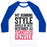Virgin Teez  Baseball Tee Unisex Classic Baseball Tee / x-small / White/Blue MY RUNNING STYLE WOULD BE BEST DESCRIBED AS STARTLED GAZELLE UNISEX CLASSIC BASEBALL TEE