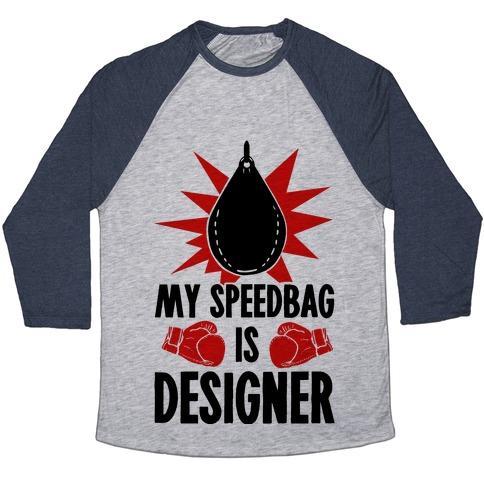 Virgin Teez  Baseball Tee Unisex Tri-Blend Baseball Tee / small / Athletic Gray / Navy MY SPEEDBAG IS DESIGNER UNISEX TRI-BLEND BASEBALL TEE