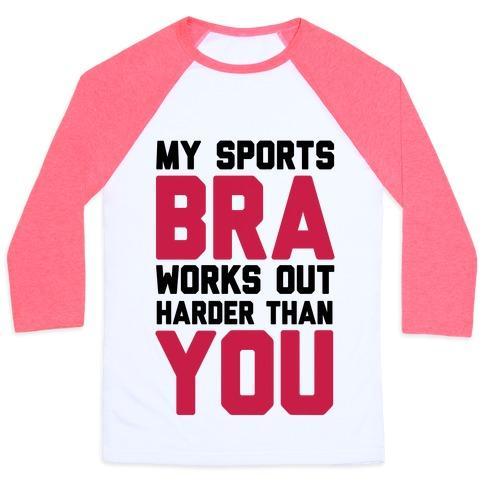 Virgin Teez  Baseball Tee Unisex Classic Baseball Tee / x-small / White/Neon Pink MY SPORTS BRA WORKS OUT HARDER THAN YOU UNISEX CLASSIC BASEBALL TEE