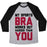 Virgin Teez  Baseball Tee Unisex Tri-Blend Baseball Tee / small / Athletic Gray / Black MY SPORTS BRA WORKS OUT HARDER THAN YOU UNISEX TRI-BLEND BASEBALL TEE