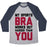 Virgin Teez  Baseball Tee Unisex Tri-Blend Baseball Tee / small / Athletic Gray / Navy MY SPORTS BRA WORKS OUT HARDER THAN YOU UNISEX TRI-BLEND BASEBALL TEE