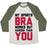 Virgin Teez  Baseball Tee Unisex Tri-Blend Baseball Tee / small / Oatmeal / Moss MY SPORTS BRA WORKS OUT HARDER THAN YOU UNISEX TRI-BLEND BASEBALL TEE