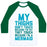 Virgin Teez  Baseball Tee Unisex Classic Baseball Tee / x-small / White/Dark Green MY THIGHS DON'T TOUCH BECAUSE I'M FAT UNISEX CLASSIC BASEBALL TEE