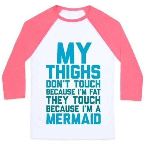 Virgin Teez  Baseball Tee Unisex Classic Baseball Tee / x-small / White/Neon Pink MY THIGHS DON'T TOUCH BECAUSE I'M FAT UNISEX CLASSIC BASEBALL TEE