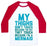 Virgin Teez  Baseball Tee Unisex Classic Baseball Tee / x-small / White/Red MY THIGHS DON'T TOUCH BECAUSE I'M FAT UNISEX CLASSIC BASEBALL TEE