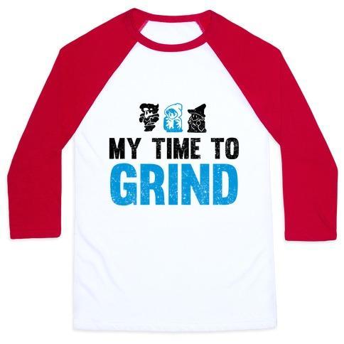 Virgin Teez  Baseball Tee Unisex Classic Baseball Tee / x-small / White/Red MY TIME TO GRIND UNISEX CLASSIC BASEBALL TEE