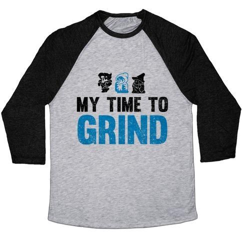 Virgin Teez  Baseball Tee Unisex Tri-Blend Baseball Tee / small / Athletic Gray / Black MY TIME TO GRIND UNISEX TRI-BLEND BASEBALL TEE