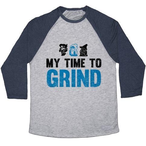 Virgin Teez  Baseball Tee Unisex Tri-Blend Baseball Tee / small / Athletic Gray / Navy MY TIME TO GRIND UNISEX TRI-BLEND BASEBALL TEE