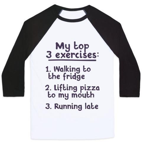 Virgin Teez  Baseball Tee Unisex Classic Baseball Tee / x-small / White/Black MY TOP THREE EXERCISES UNISEX CLASSIC BASEBALL TEE