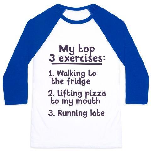 Virgin Teez  Baseball Tee Unisex Classic Baseball Tee / x-small / White/Blue MY TOP THREE EXERCISES UNISEX CLASSIC BASEBALL TEE