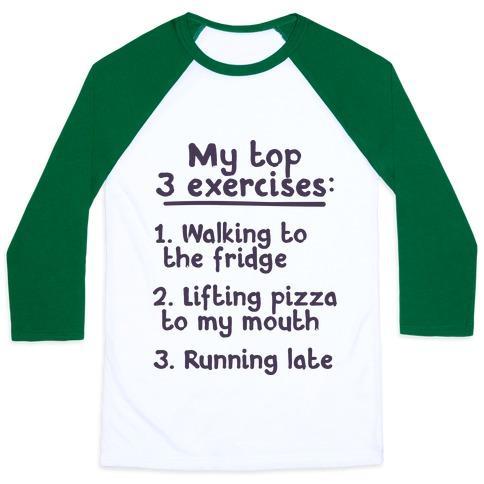 Virgin Teez  Baseball Tee Unisex Classic Baseball Tee / x-small / White/Dark Green MY TOP THREE EXERCISES UNISEX CLASSIC BASEBALL TEE