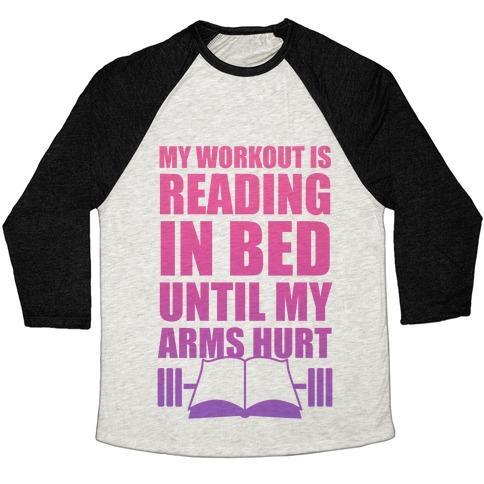 Virgin Teez  Baseball Tee Unisex Tri-Blend Baseball Tee / small / Oatmeal / Black MY WORKOUT IS READING IN BED UNISEX TRI-BLEND BASEBALL TEE