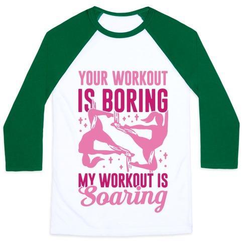 Virgin Teez  Baseball Tee Unisex Classic Baseball Tee / x-small / White/Dark Green MY WORKOUT IS SOARING UNISEX CLASSIC BASEBALL TEE