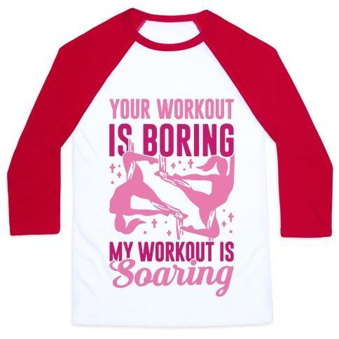 Virgin Teez  Baseball Tee Unisex Classic Baseball Tee / x-small / White/Red MY WORKOUT IS SOARING UNISEX CLASSIC BASEBALL TEE