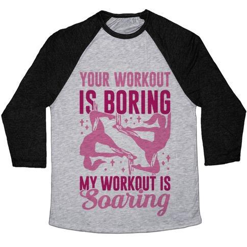 Virgin Teez  Baseball Tee Unisex Tri-Blend Baseball Tee / small / Athletic Gray / Black MY WORKOUT IS SOARING UNISEX TRI-BLEND BASEBALL TEE