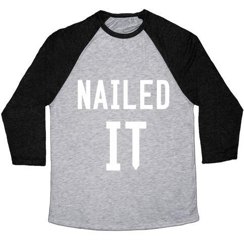 Virgin Teez  Baseball Tee Unisex Tri-Blend Baseball Tee / small / Athletic Gray / Black NAILED IT UNISEX TRI-BLEND BASEBALL TEE