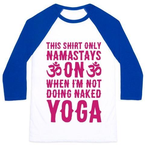 Virgin Teez  Baseball Tee Unisex Classic Baseball Tee / x-small / White/Blue NAKED YOGA UNISEX CLASSIC BASEBALL TEE