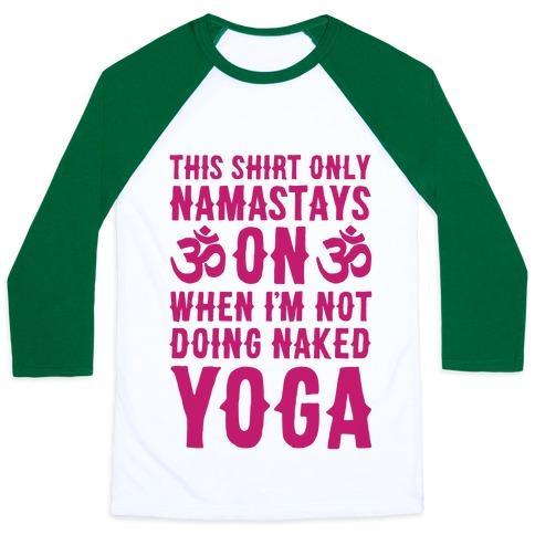 Virgin Teez  Baseball Tee Unisex Classic Baseball Tee / x-small / White/Dark Green NAKED YOGA UNISEX CLASSIC BASEBALL TEE