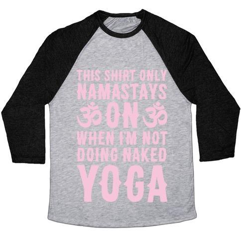 Virgin Teez  Baseball Tee Unisex Tri-Blend Baseball Tee / small / Athletic Gray / Black NAKED YOGA UNISEX TRI-BLEND BASEBALL TEE