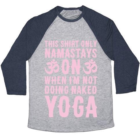 Virgin Teez  Baseball Tee Unisex Tri-Blend Baseball Tee / small / Athletic Gray / Navy NAKED YOGA UNISEX TRI-BLEND BASEBALL TEE