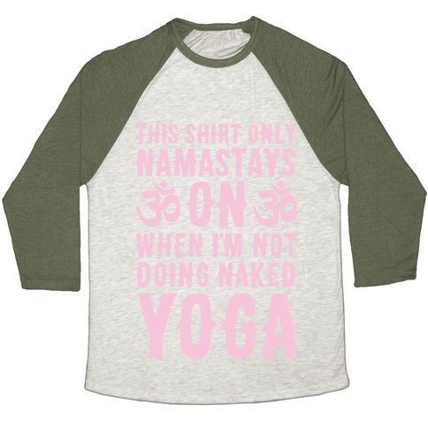 Virgin Teez  Baseball Tee Unisex Tri-Blend Baseball Tee / small / Oatmeal / Moss NAKED YOGA UNISEX TRI-BLEND BASEBALL TEE