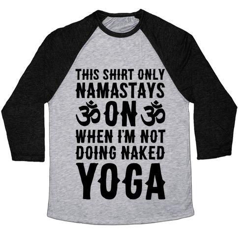 Virgin Teez  Baseball Tee Unisex Tri-Blend Baseball Tee / small / Athletic Gray / Black NAKED YOGA UNISEX TRI-BLEND BASEBALL TEE