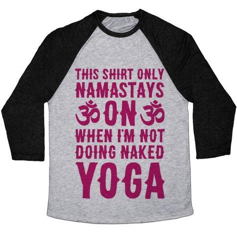 Virgin Teez  Baseball Tee Unisex Tri-Blend Baseball Tee / small / Athletic Gray / Black NAKED YOGA UNISEX TRI-BLEND BASEBALL TEE