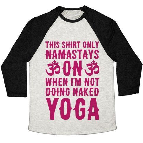 Virgin Teez  Baseball Tee Unisex Tri-Blend Baseball Tee / small / Oatmeal / Black NAKED YOGA UNISEX TRI-BLEND BASEBALL TEE
