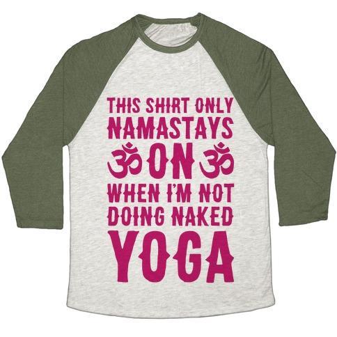 Virgin Teez  Baseball Tee Unisex Tri-Blend Baseball Tee / small / Oatmeal / Moss NAKED YOGA UNISEX TRI-BLEND BASEBALL TEE