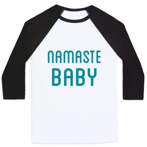 Virgin Teez  Baseball Tee Unisex Classic Baseball Tee / x-small / White/Black NAMASTE BABY UNISEX CLASSIC BASEBALL TEE